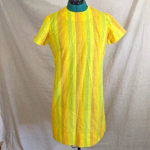 60’s/70’s Citrus Tone Striped Shift Dress - Vintage